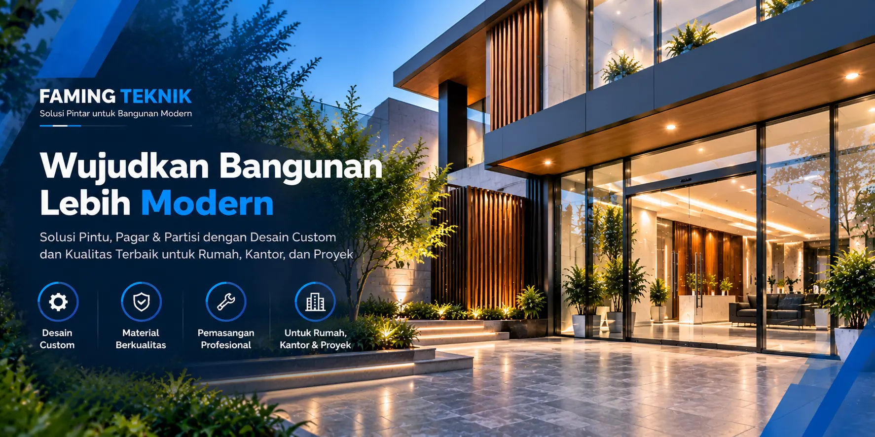 Faming Teknik - Jasa pembuatan pagar custom, pintu kaca dan partisi